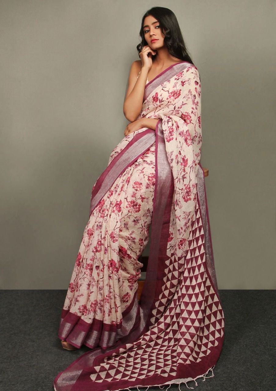 Enhance your look with linen saree