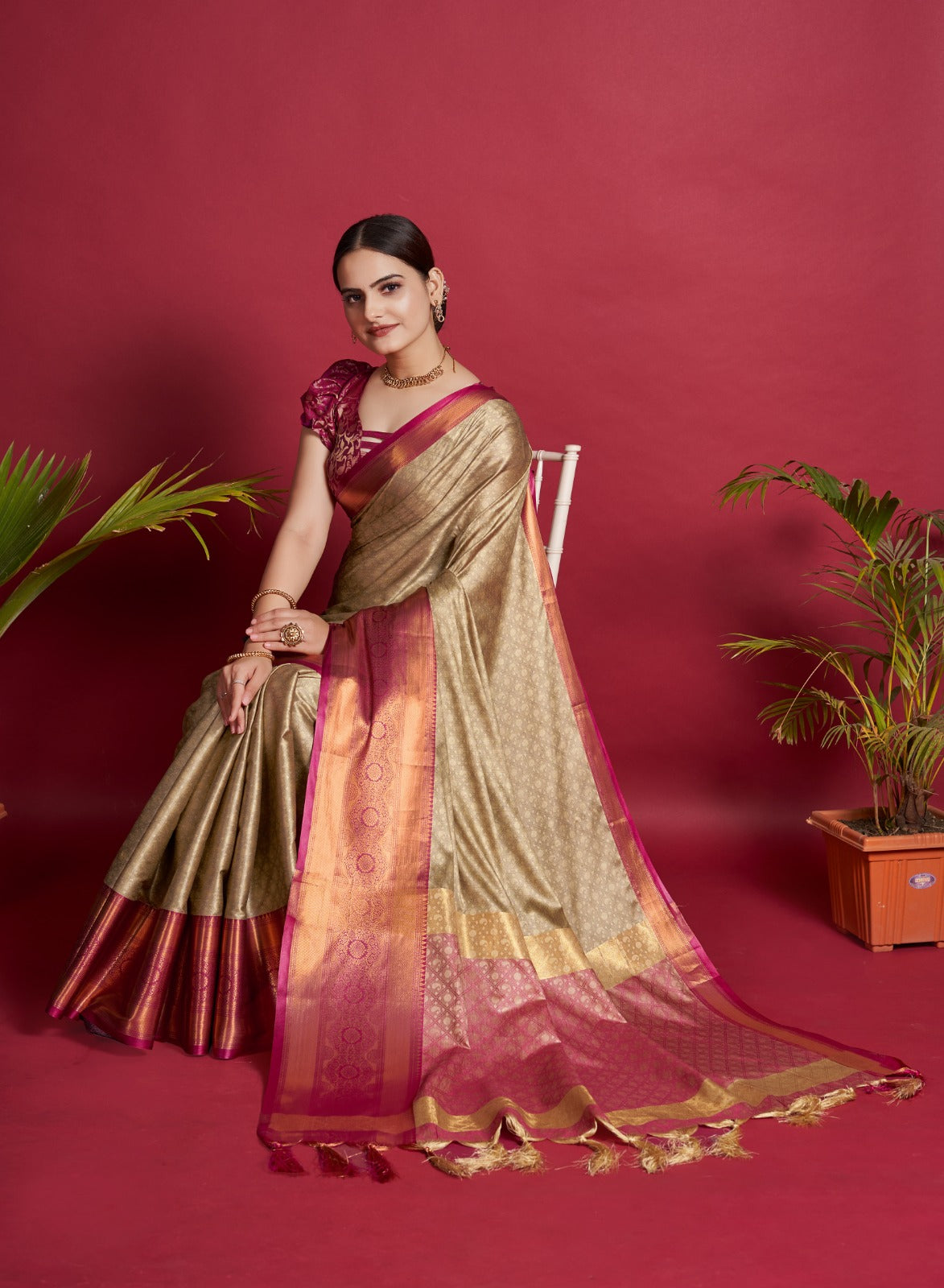 Banarasi lichi soft silk saree