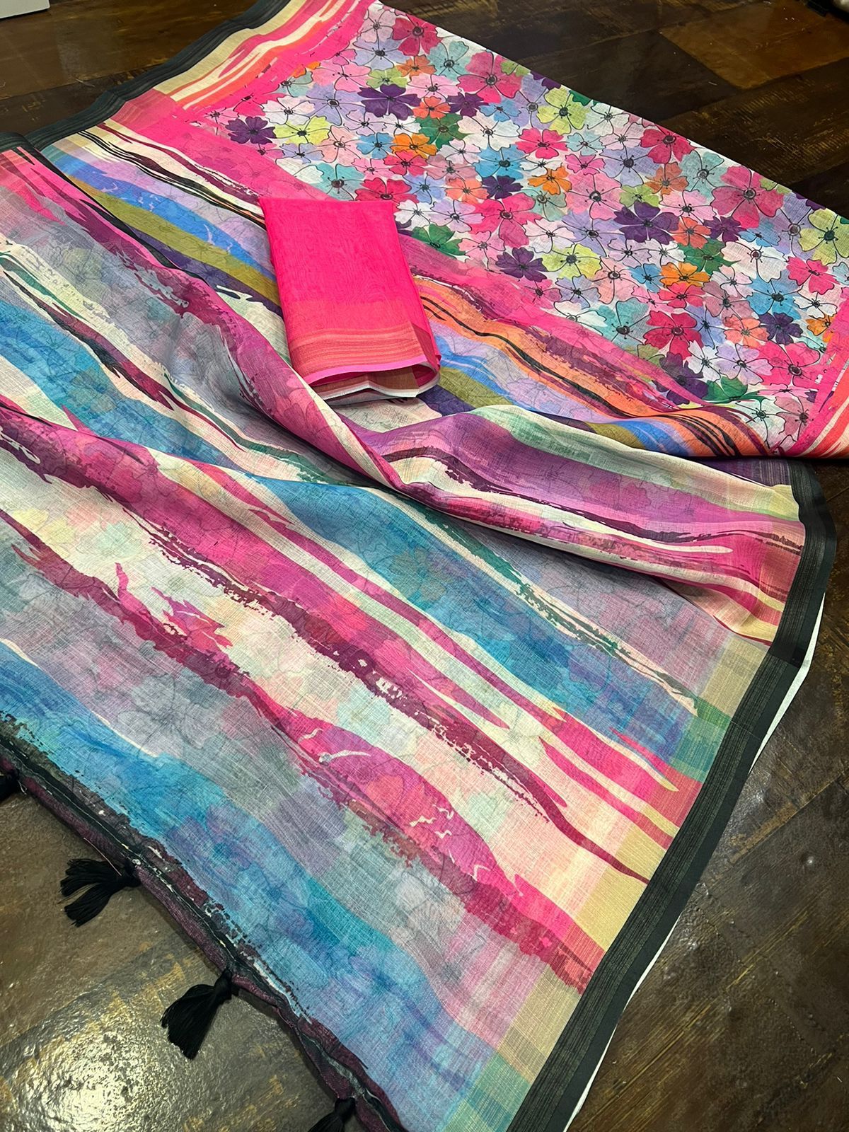 New linen saree