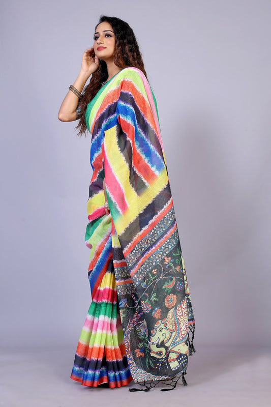 Pure linen designer saree