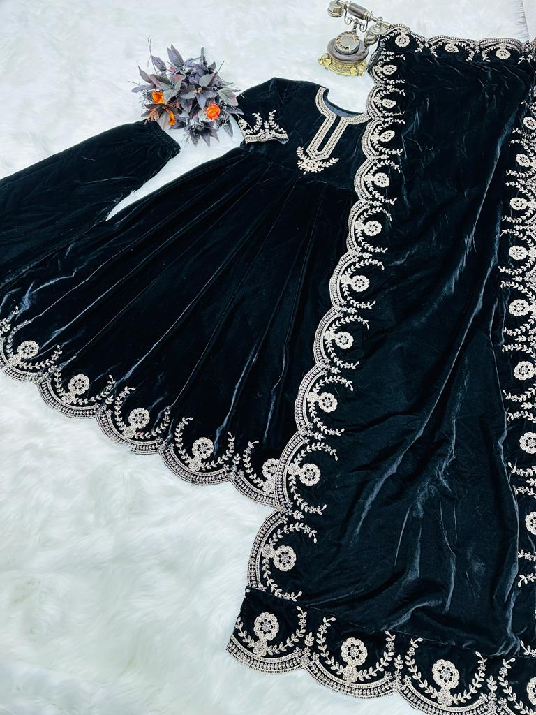 Velvet  black and maroon gown