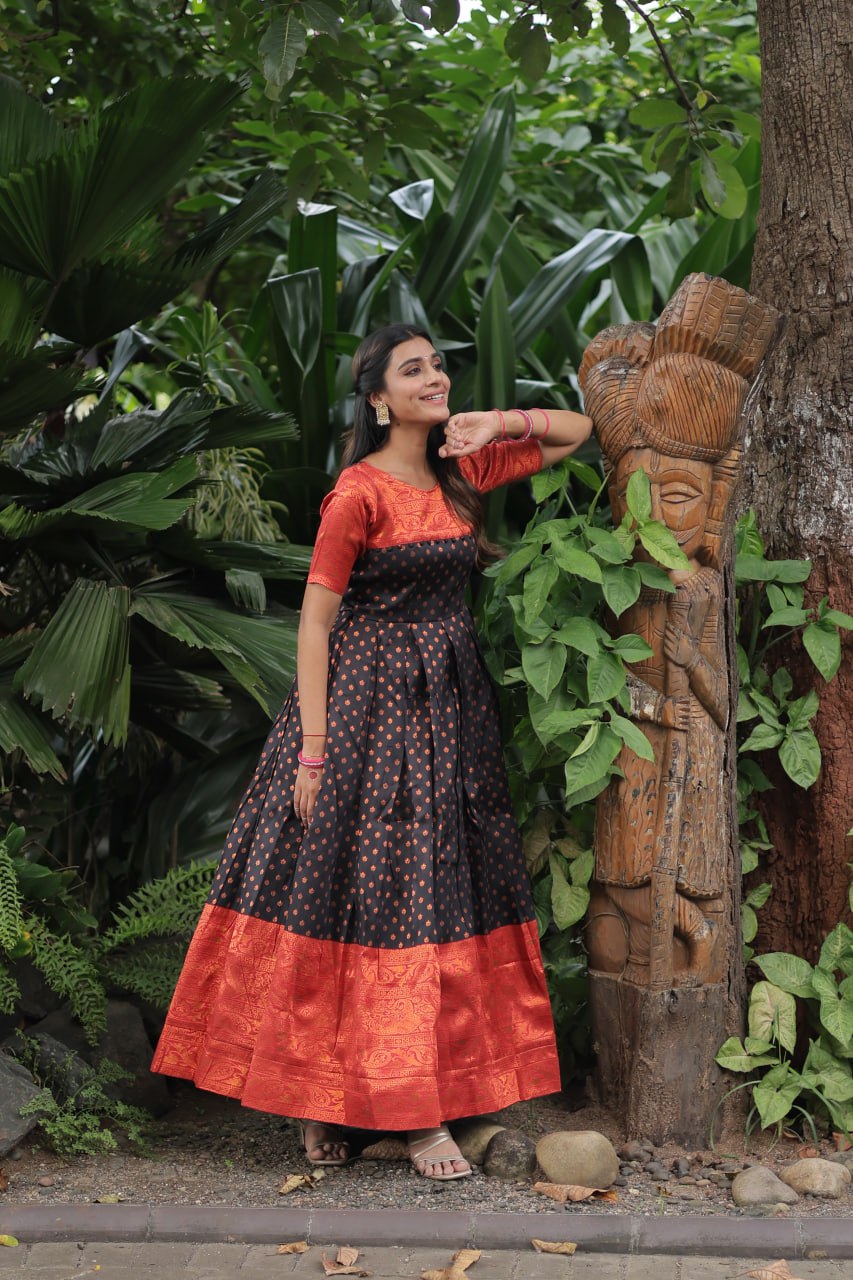 Trending | $13 - $26 - Brown Designer Gown Banarasi Silk Gown and Brown  Designer Gown Banarasi Silk Designer Gown Online Shopping