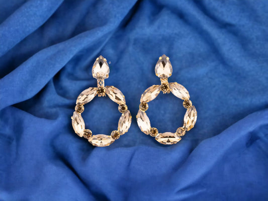 Gold crystal hoop earring